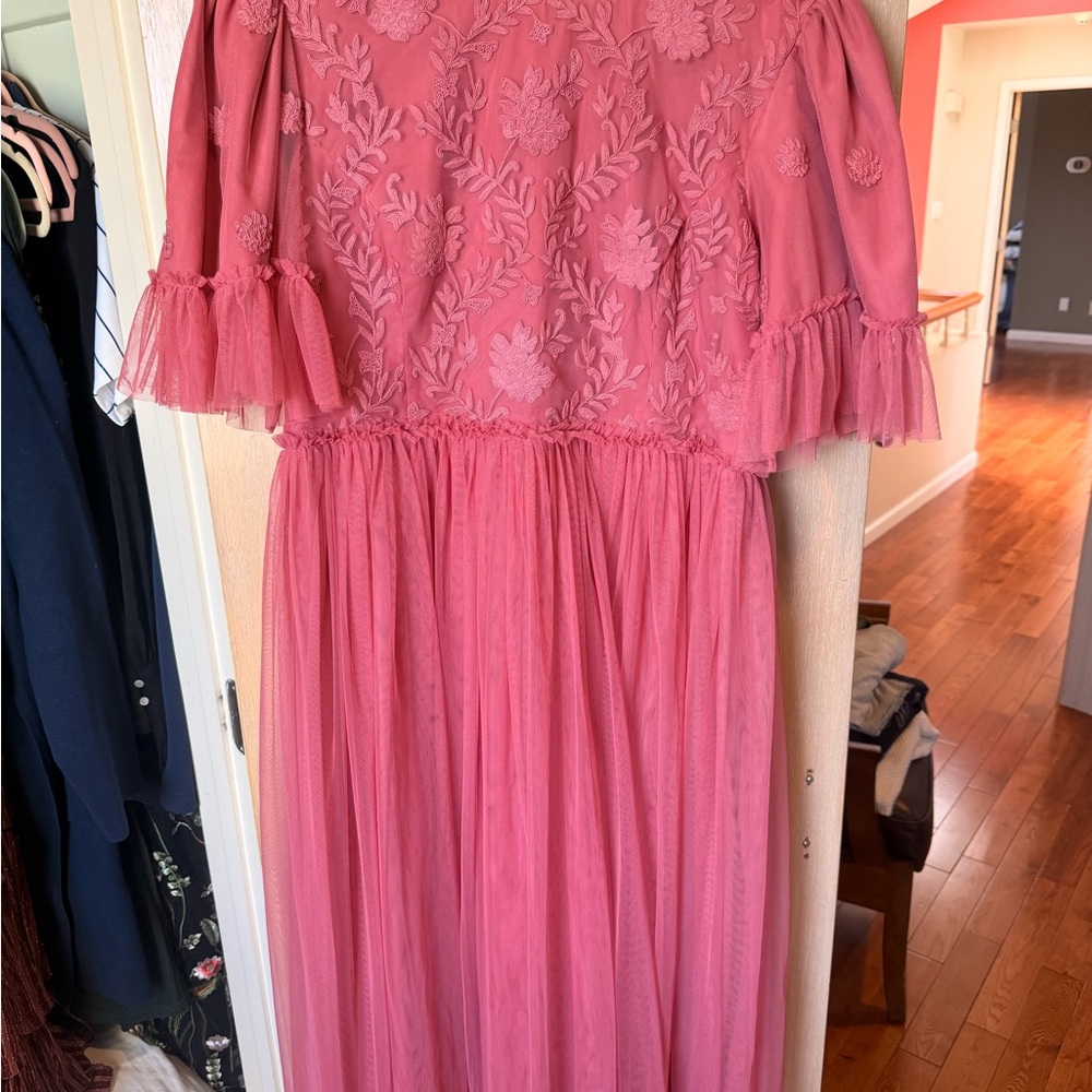 JessaKae Dusty Rose Embroidered Tulle Dress
